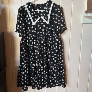 Black Dress with White Daisy Dress